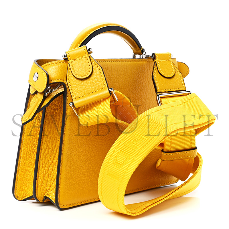 F**di cuoio romano vitello cover bi-color peekaboo i see u x cross satchel sunflower stone mimosa (23*14.5*6cm)